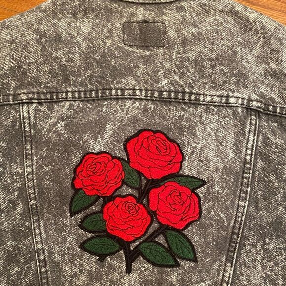 80s Vintage Levi’s 511 Distressed Acid Washed Black Jean Jacket, SZ Large - Picture 4 of 14